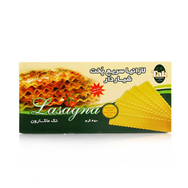 لازانیا سریع پخت (شیاردار) 450 گرمی تک‌ماکارون